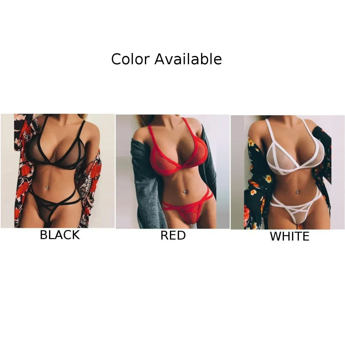 Ensemble de lingerie en maille transparente sans armature