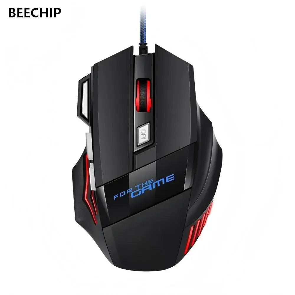 Souris de jeu filaire USB ergonomique RVB rétroéclairée, 7 boutons, pour PC et ordinateur portable