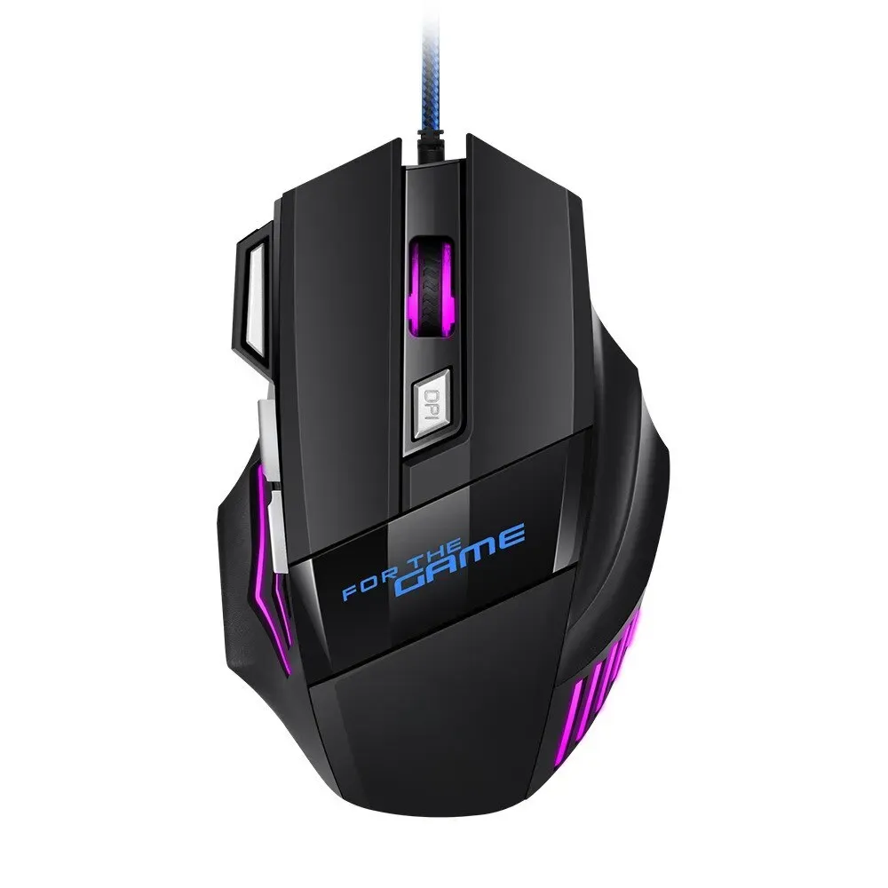 Souris de jeu filaire USB ergonomique RVB rétroéclairée, 7 boutons, pour PC et ordinateur portable 3