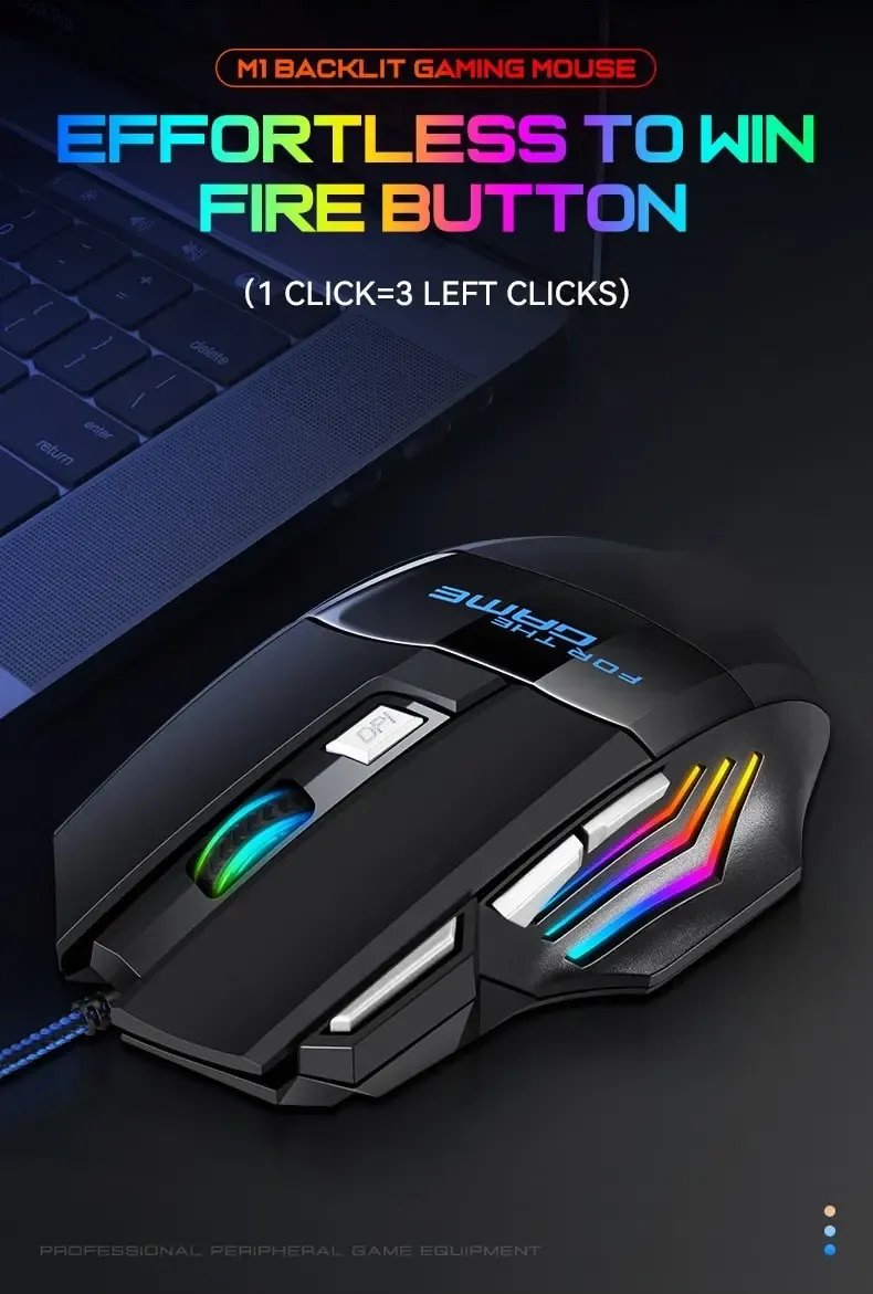 Souris gaming filaire RGB vue de face