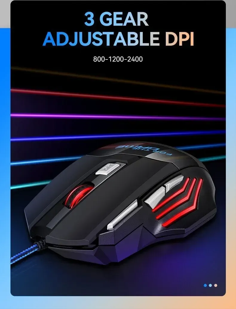 Souris gaming filaire, vue détaillée