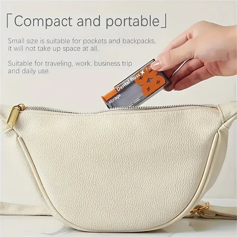 Distributeur de fil dentaire portable avec 10 recharges, porte-fil à éjection automatique, soins bucco-dentaires, fils jetables à pression 2
