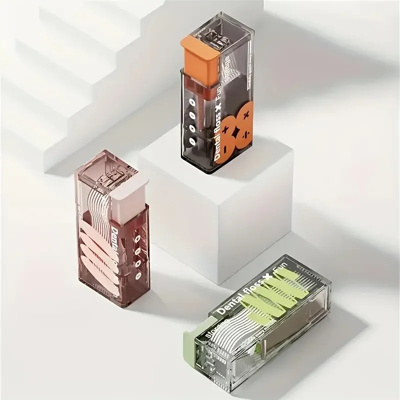 Distributeur de fil dentaire portable avec 10 recharges, porte-fil à éjection automatique, soins bucco-dentaires, fils jetables à pression 5
