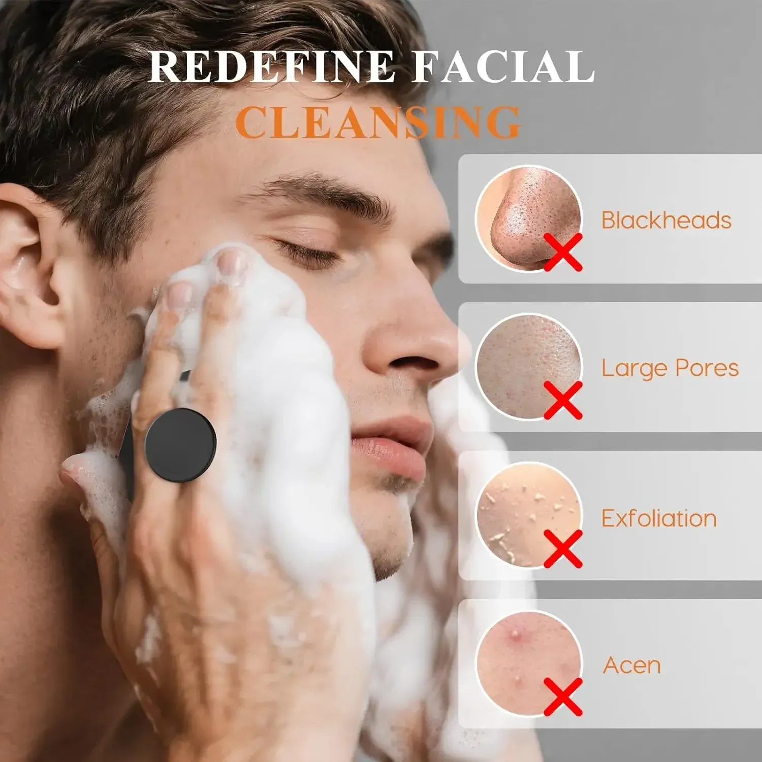 Gros plan sur les soies en silicone de la brosse de nettoyage visage