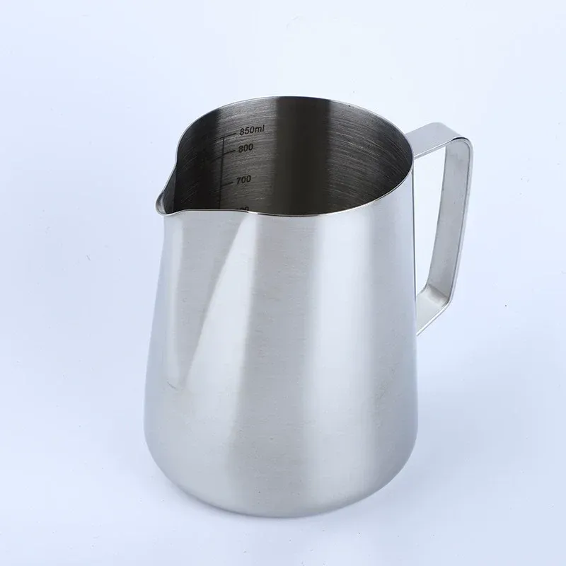 Pichet à mousse de lait en acier inoxydable 350/600/1000 ml avec échelle graduée, pour tasses à expresso et latte
