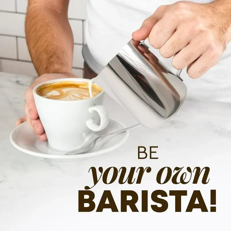 Pichet à mousse de lait en acier inoxydable 350/600/1000 ml avec échelle graduée, pour tasses à expresso et latte 6