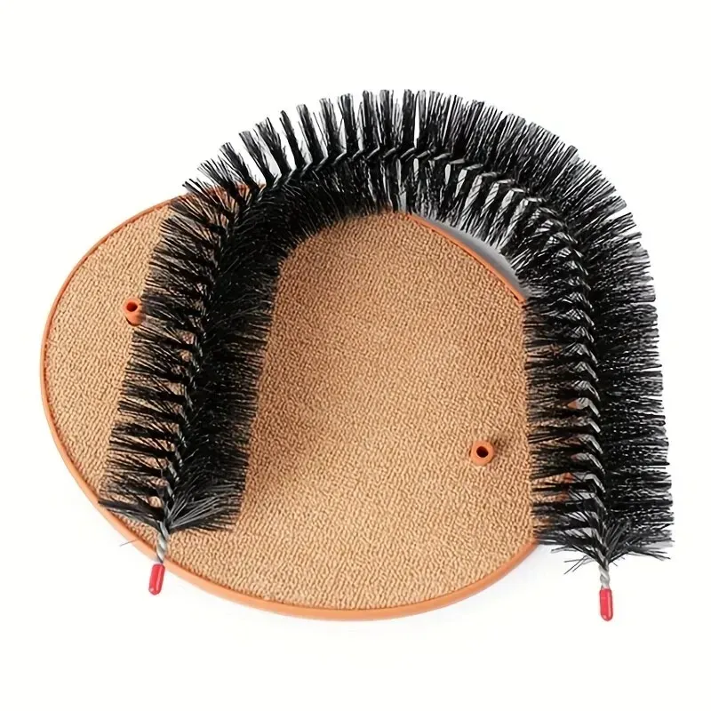 Jouet pour chat auto-toiletteur en arc avec brosse de massage à friction et tampon à gratter, jouet interactif pour félins 4