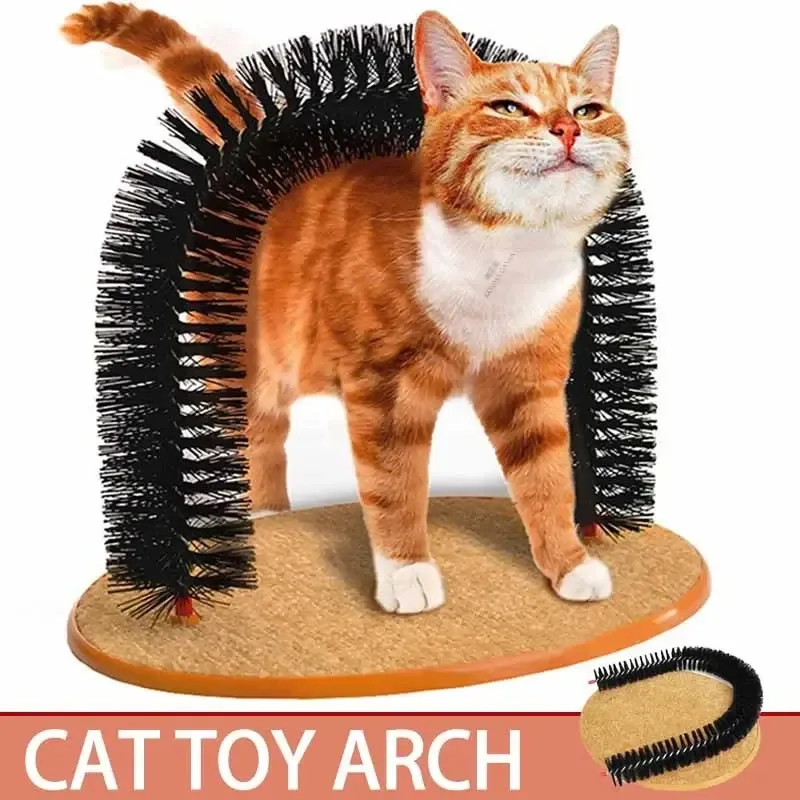 Jouet interactif pour chat avec brosse de toilettage