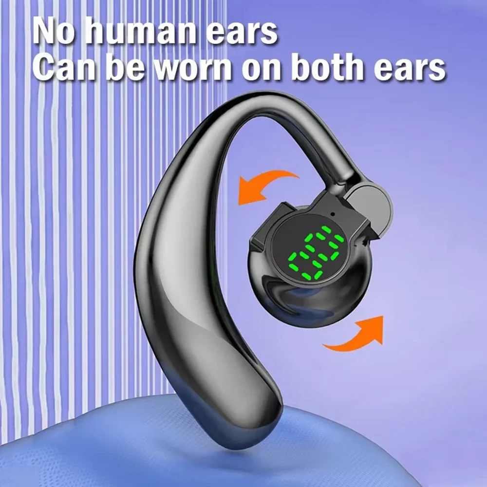 Écouteurs sans fil Bluetooth 5.4 à crochet d'oreille avec microphone, mains libres, appels HD, réduction du bruit, casque pour la conduite 3