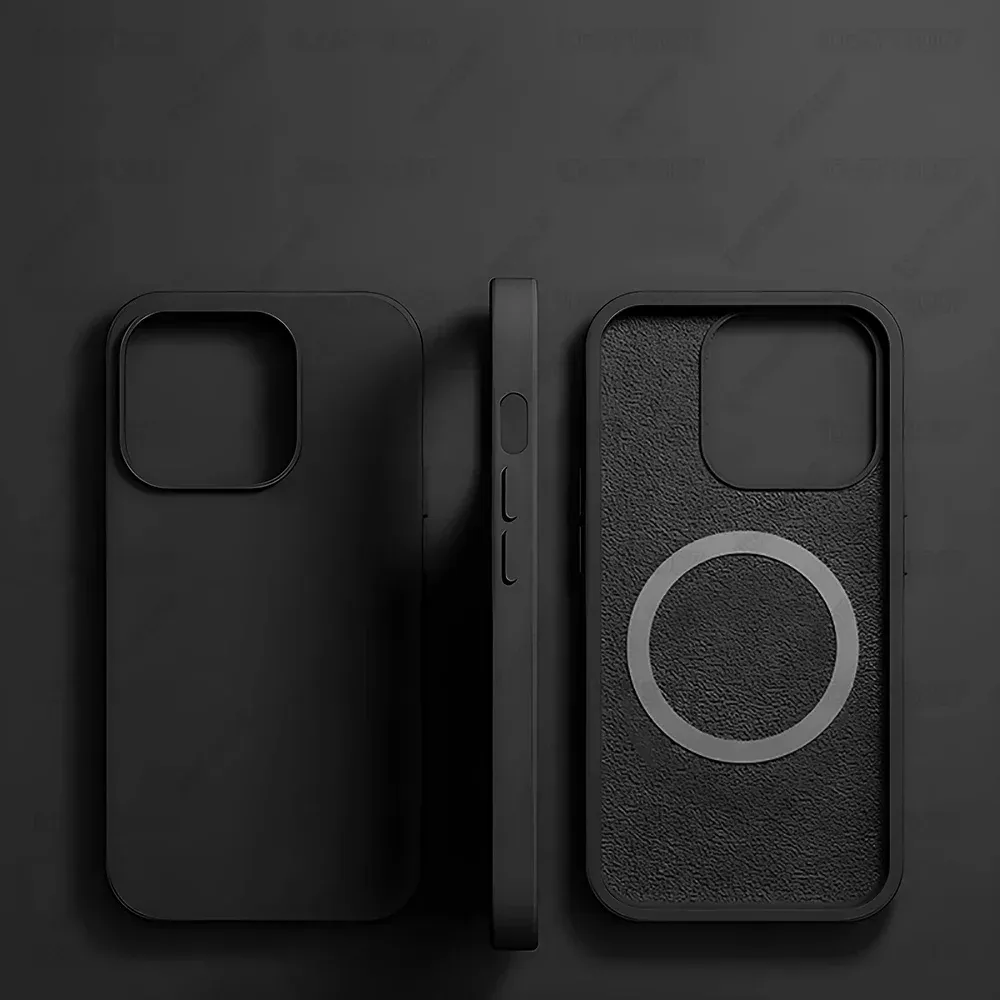 Coque en silicone liquide magnétique antichoc pour iPhone 16, 15, 14, 13, 12, 11, Pro, Pro Max et 16 Plus, compatible MagSafe et charge sans fil 7