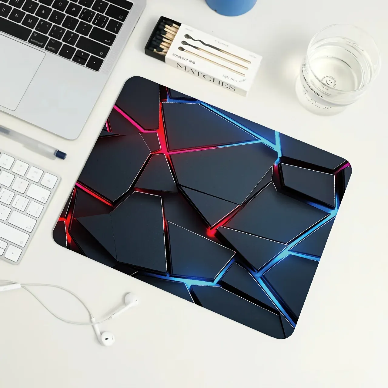 Grand tapis de souris gaming 90x40 cm, design dégradé rouge et bleu, base antidérapante, bordure cousue en caoutchouc, tapis de bureau pour gamers et usage professionnel 5