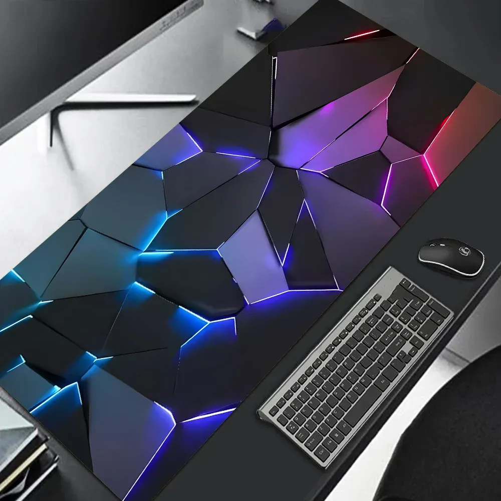 Grand tapis de souris gaming 90x40 cm, design dégradé rouge et bleu, base antidérapante, bordure cousue en caoutchouc, tapis de bureau pour gamers et usage professionnel 13