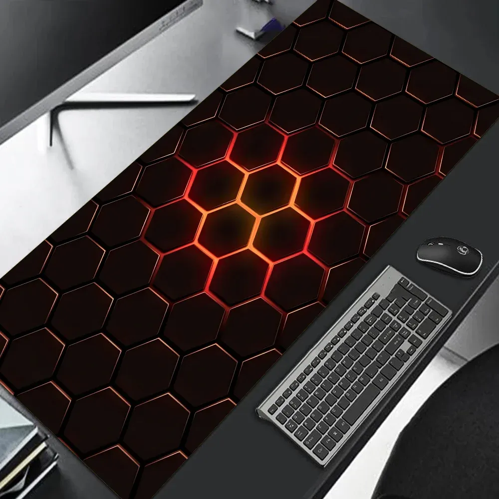 Grand tapis de souris gaming 90x40 cm, design dégradé rouge et bleu, base antidérapante, bordure cousue en caoutchouc, tapis de bureau pour gamers et usage professionnel 16