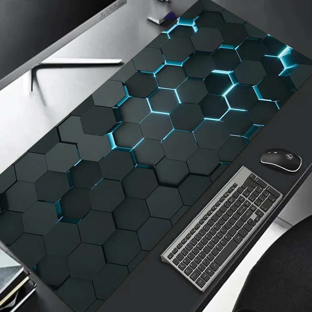 Grand tapis de souris gaming 90x40 cm, design dégradé rouge et bleu, base antidérapante, bordure cousue en caoutchouc, tapis de bureau pour gamers et usage professionnel 18