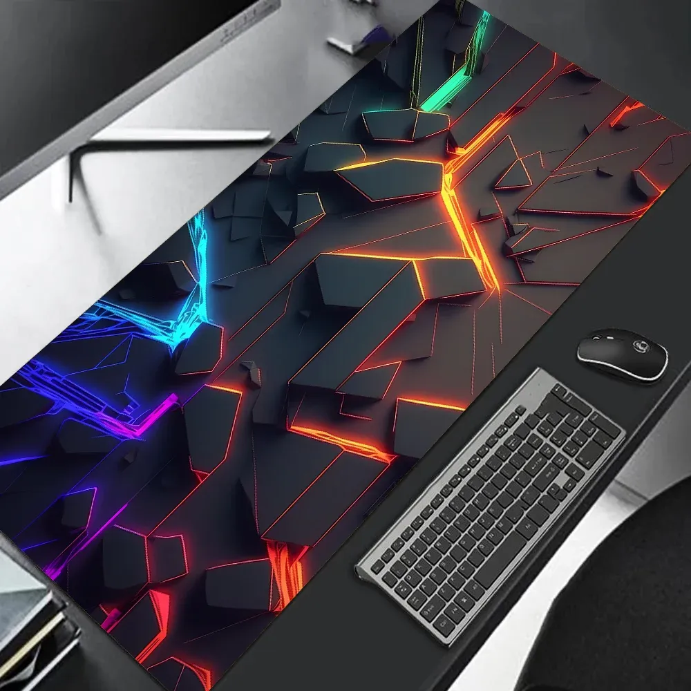 Grand tapis de souris gaming 90x40 cm, design dégradé rouge et bleu, base antidérapante, bordure cousue en caoutchouc, tapis de bureau pour gamers et usage professionnel 20