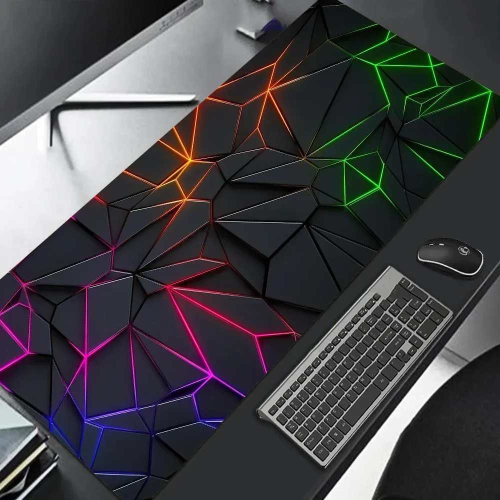 Grand tapis de souris gaming 90x40 cm, design dégradé rouge et bleu, base antidérapante, bordure cousue en caoutchouc, tapis de bureau pour gamers et usage professionnel 23
