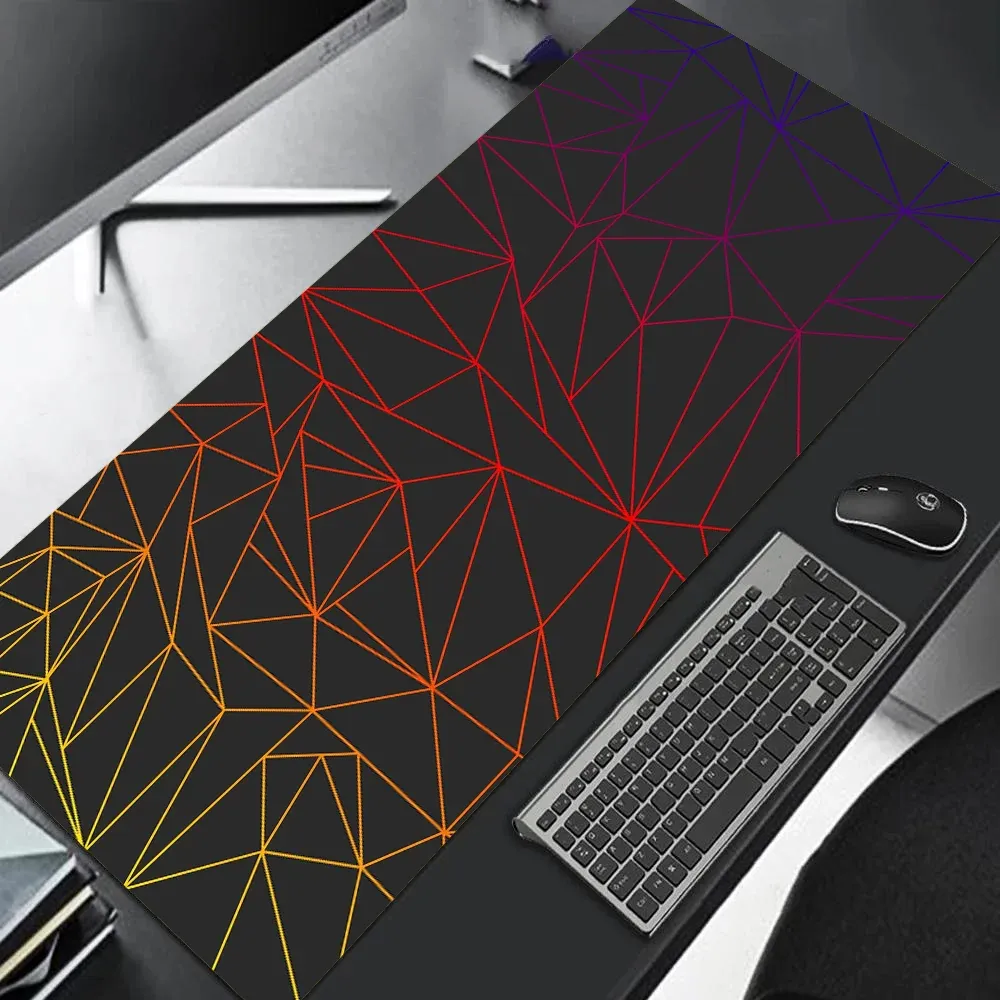Grand tapis de souris gaming 90x40 cm, design dégradé rouge et bleu, base antidérapante, bordure cousue en caoutchouc, tapis de bureau pour gamers et usage professionnel 8