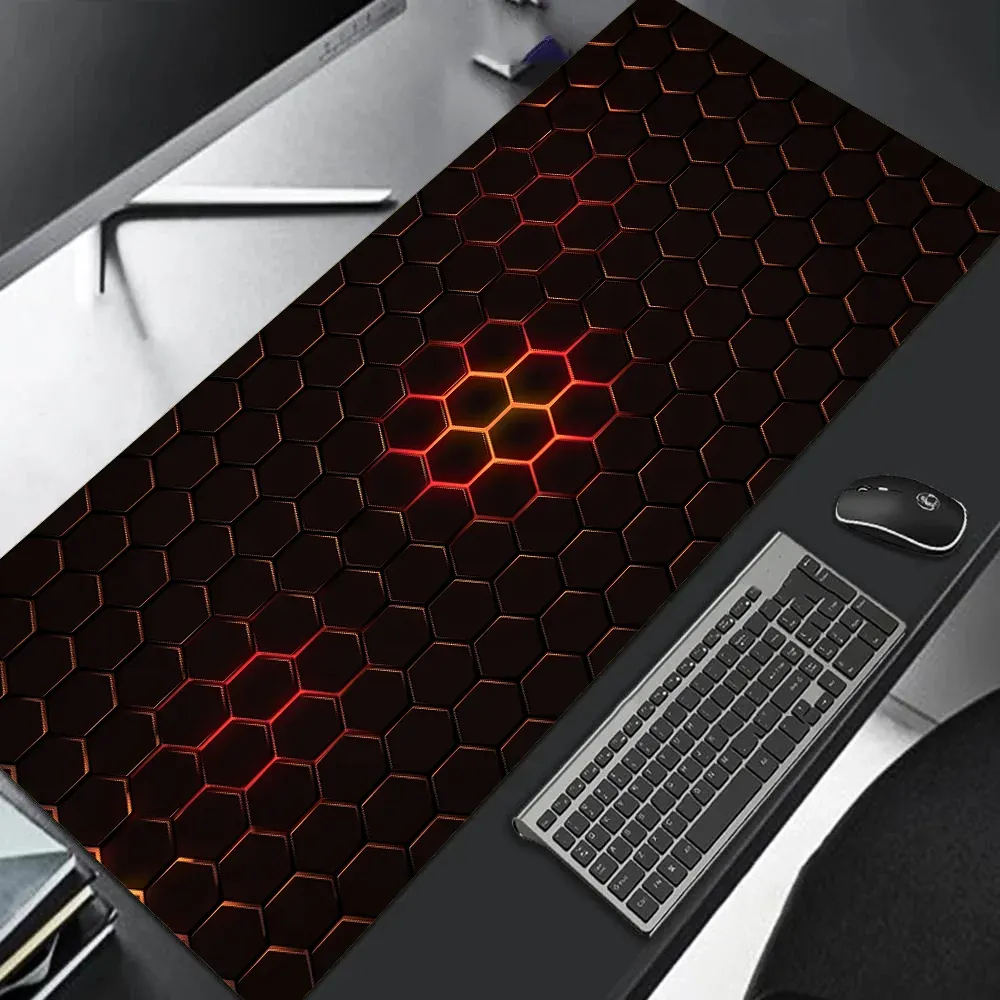 Grand tapis de souris gaming 90x40 cm, design dégradé rouge et bleu, base antidérapante, bordure cousue en caoutchouc, tapis de bureau pour gamers et usage professionnel 7