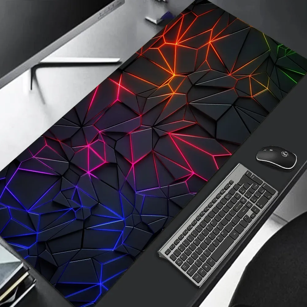 Grand tapis de souris gaming 90x40 cm, design dégradé rouge et bleu, base antidérapante, bordure cousue en caoutchouc, tapis de bureau pour gamers et usage professionnel 10