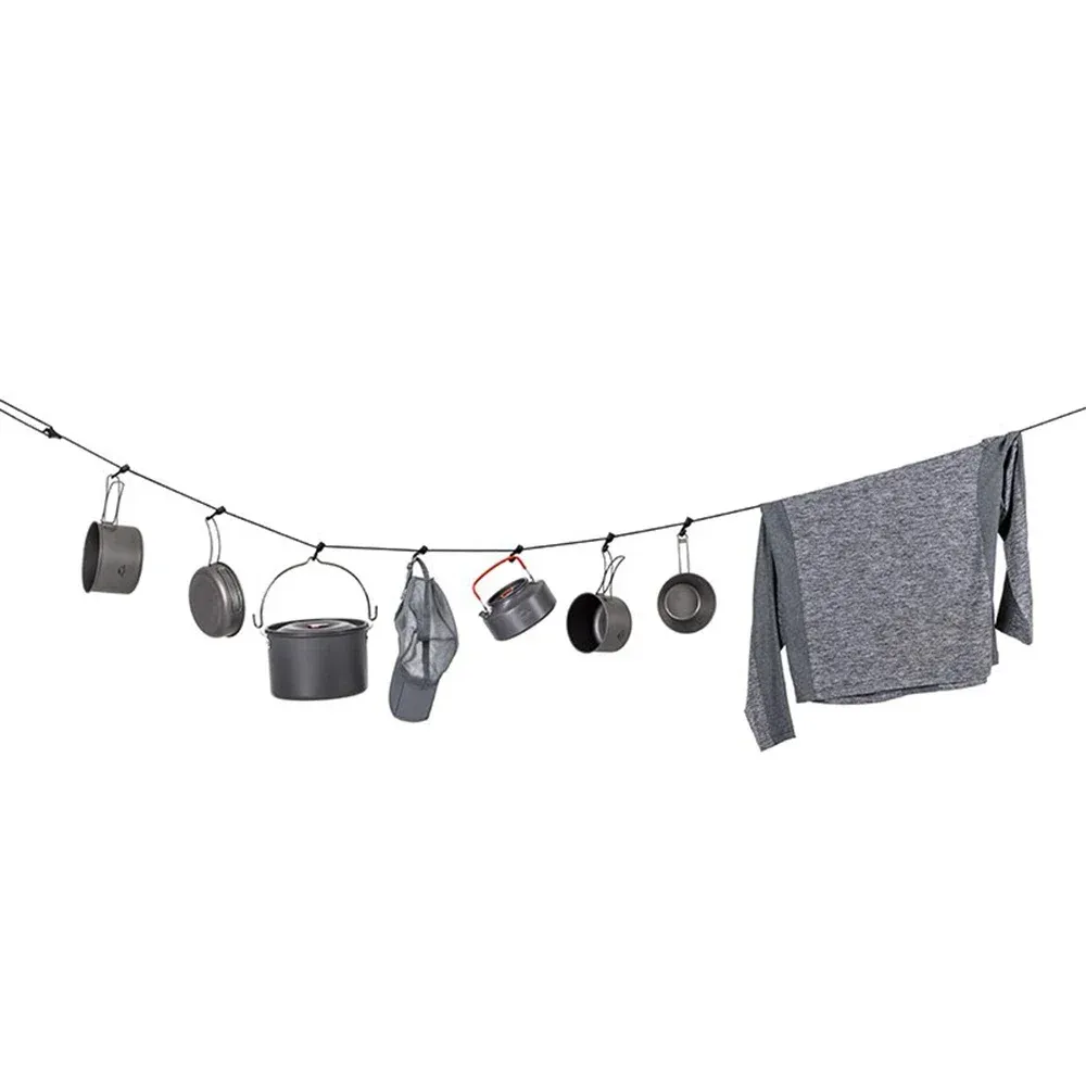 Corde à linge de camping et de voyage, 3,5 à 5 m, portable et réglable, pour randonnée, hôtel, lavage du linge, antidérapante 2