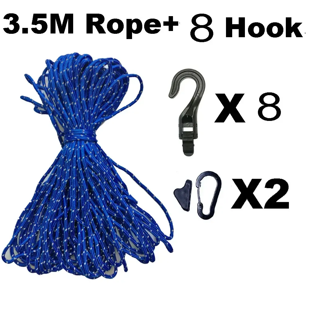 Corde à linge de camping et de voyage, 3,5 à 5 m, portable et réglable, pour randonnée, hôtel, lavage du linge, antidérapante 7