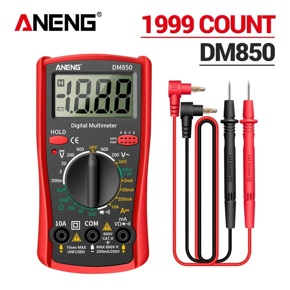 Multimètre numérique DM850 ANENG AC/DC professionnel, 1999 points, testeur de tension, ohmmètre et ampèremètre à plage automatique 11