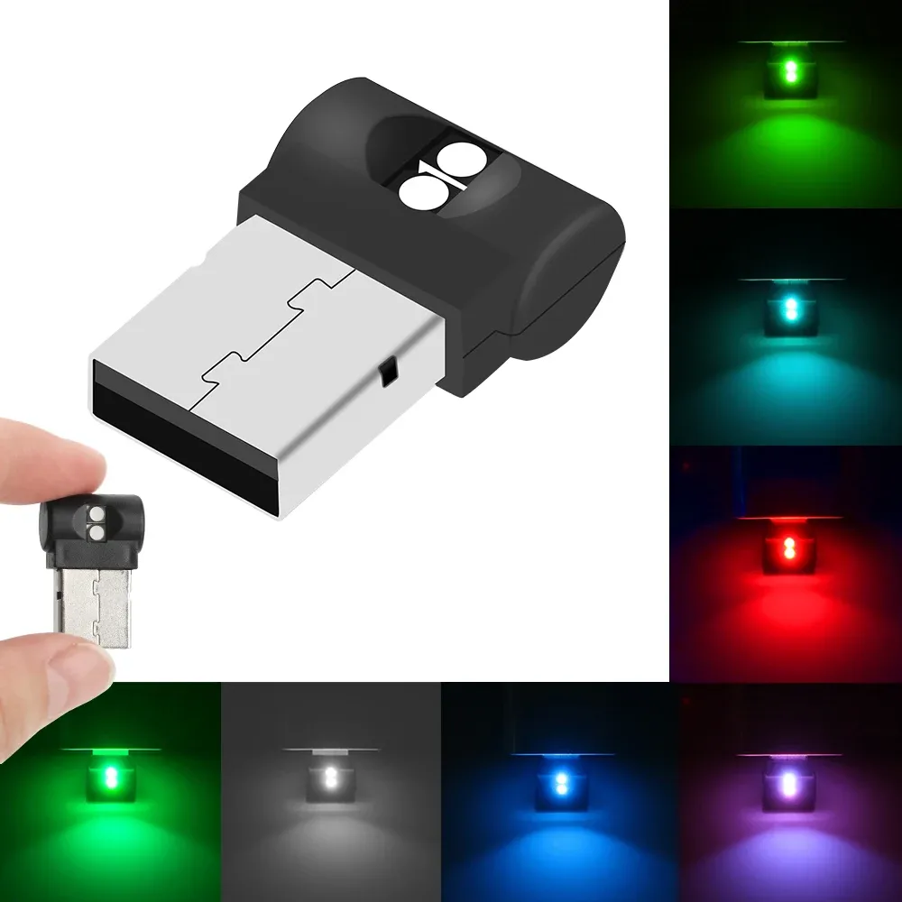 Mini lampe LED USB pour intérieur de voiture, éclairage d'ambiance coloré et décoratif