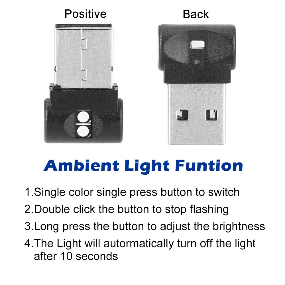 Mini lampe LED USB pour intérieur de voiture, éclairage d'ambiance coloré et décoratif 3