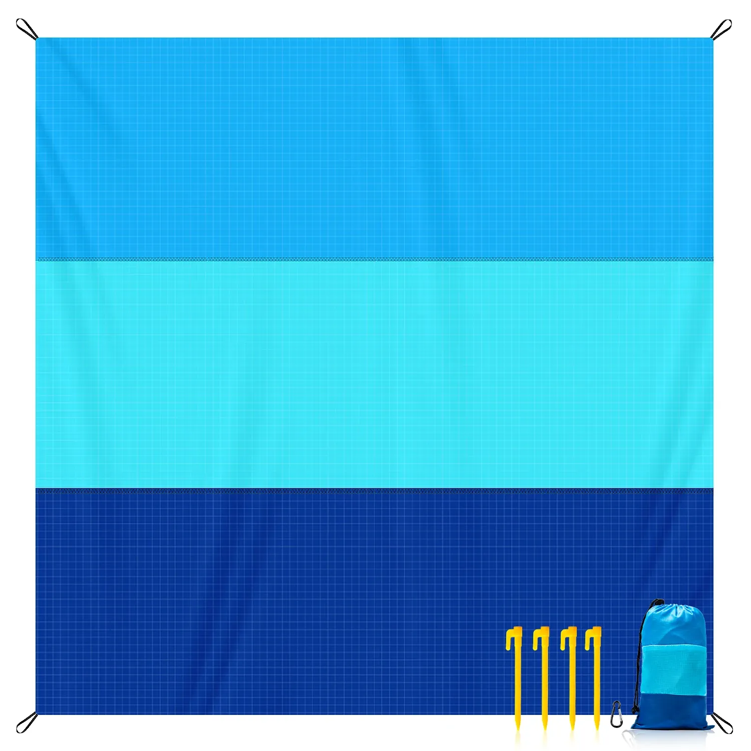 Tapis de plage imperméable et anti-sable à séchage rapide, grand format, avec 4 piquets 7