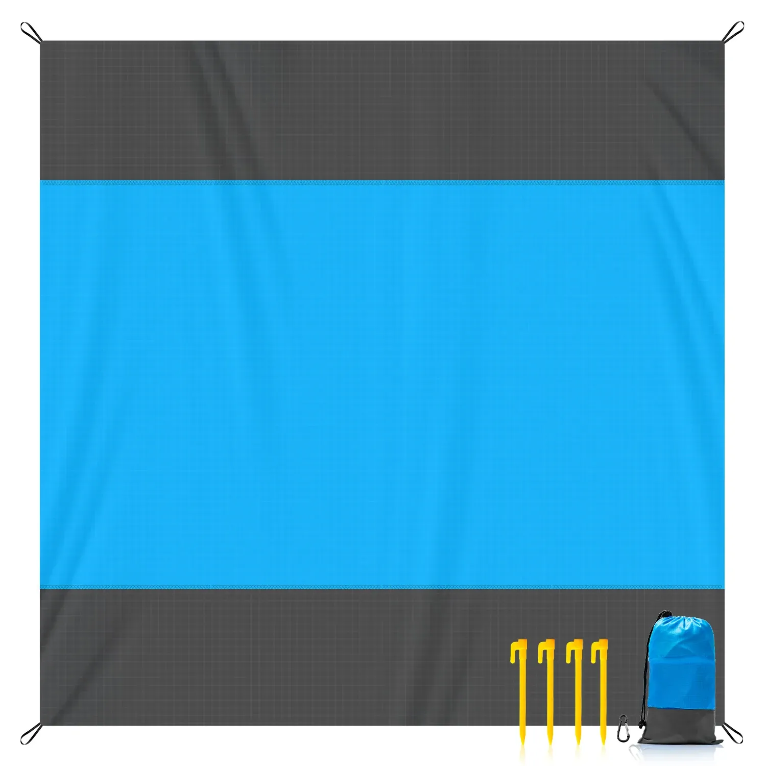 Tapis de plage imperméable et anti-sable à séchage rapide, grand format, avec 4 piquets 9
