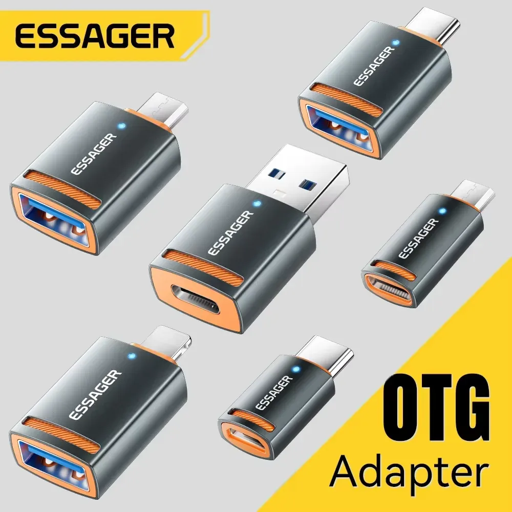 Adaptateur OTG USB 3.0 Essager, USB-A femelle vers Micro USB / USB-C / Lightning mâle, convertisseur pour MacBook, Xiaomi et iPhone