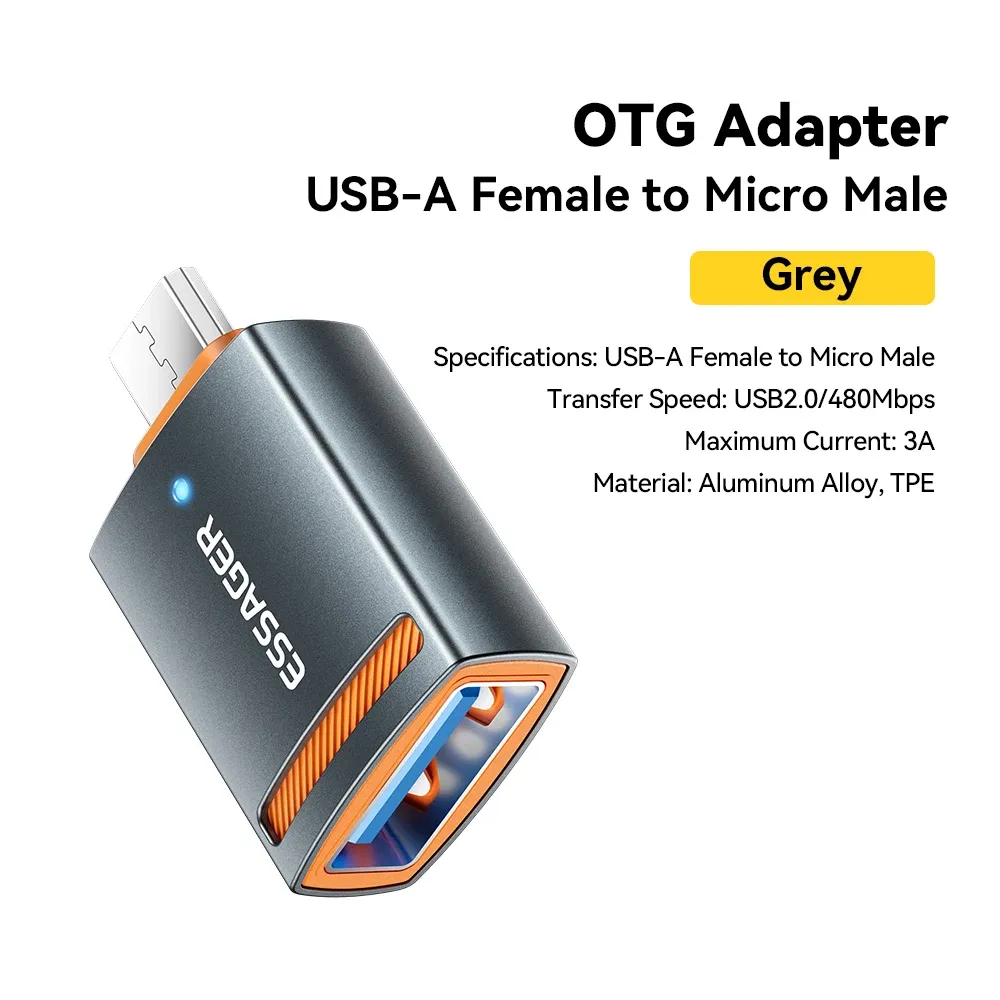 Adaptateur OTG USB 3.0 Essager, USB-A femelle vers Micro USB / USB-C / Lightning mâle, convertisseur pour MacBook, Xiaomi et iPhone 9