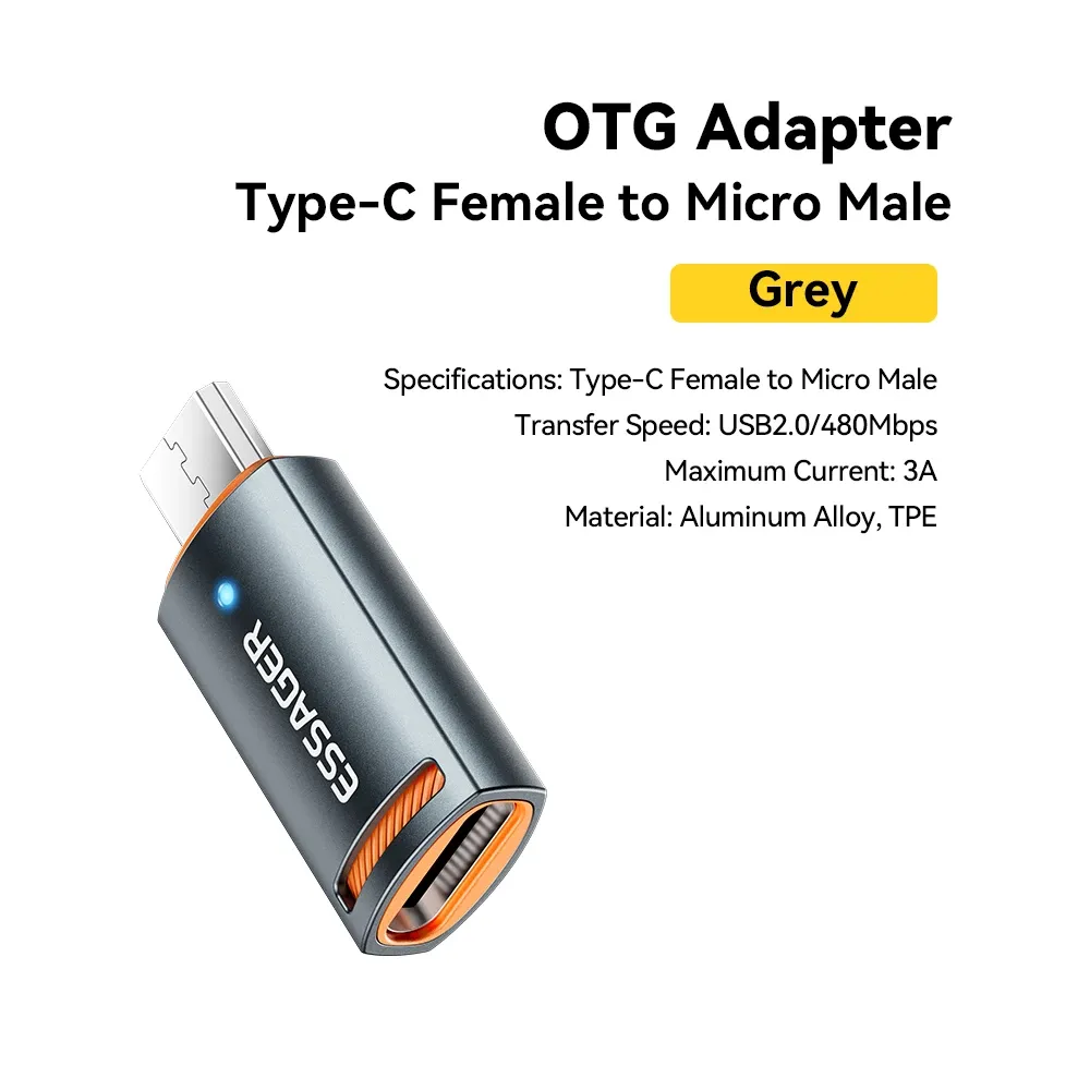Adaptateur OTG USB 3.0 Essager, USB-A femelle vers Micro USB / USB-C / Lightning mâle, convertisseur pour MacBook, Xiaomi et iPhone 11
