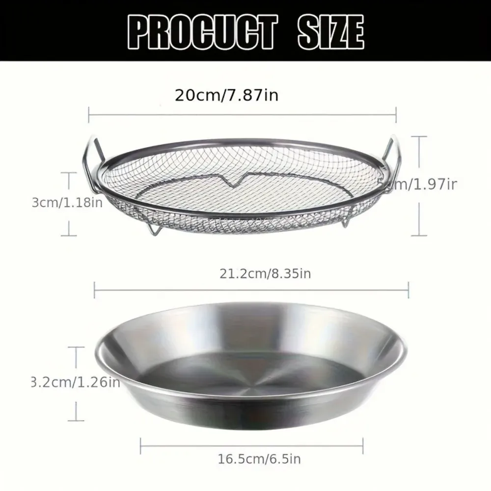 Égouttoir à friture en acier inoxydable avec plateau et panier en maille métallique pliable, compatible lave-vaisselle 7