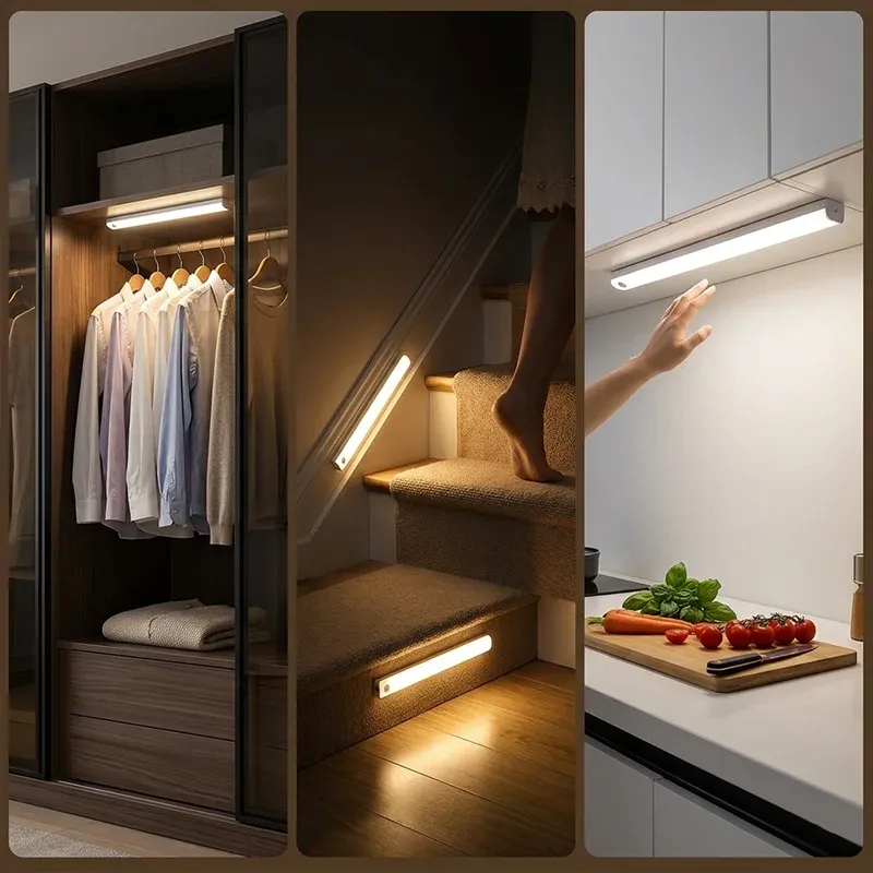 Lampe LED rechargeable à détecteur de mouvement, magnétique et portable, pour armoire, cuisine et couloir 2