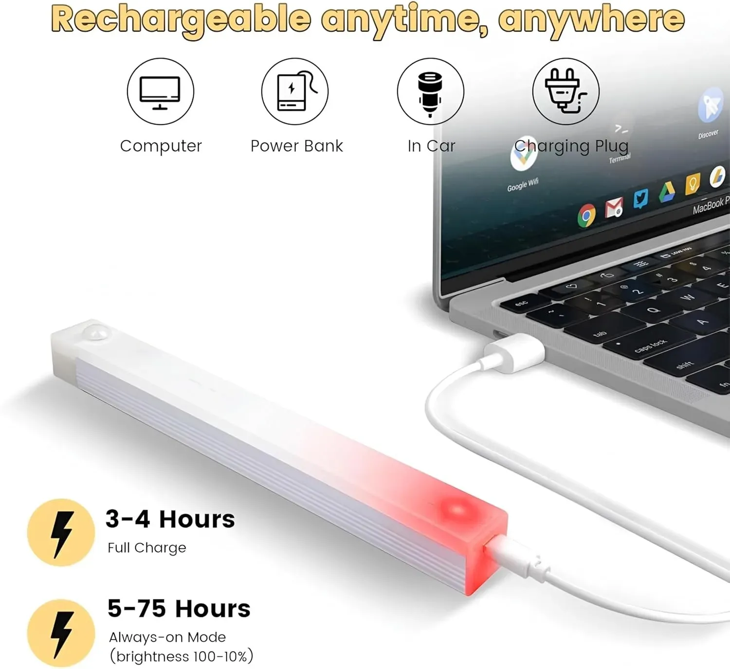 Lampe LED portable près d'un chevet