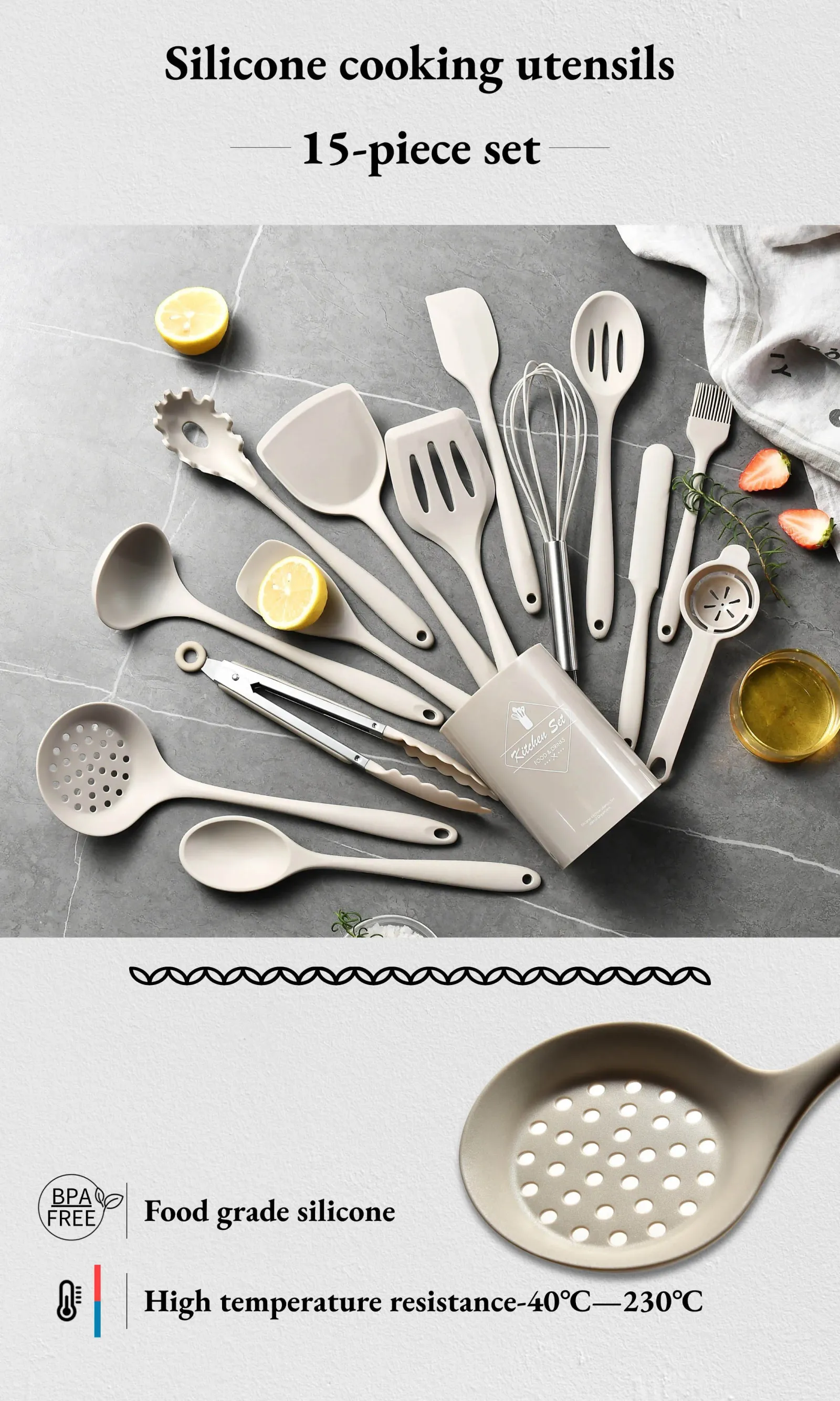 Ensemble d'ustensiles de cuisine en silicone