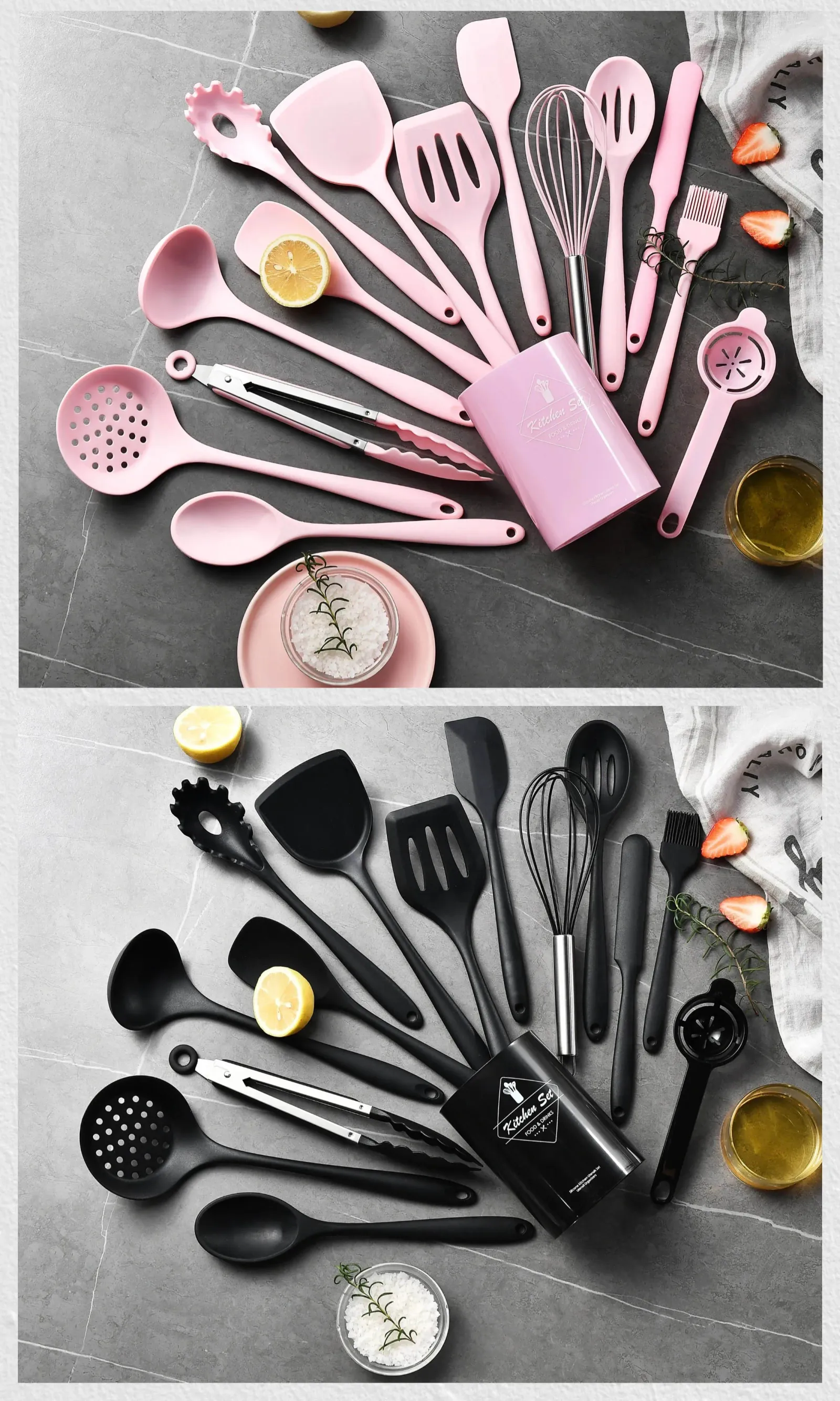 Ensemble complet d'ustensiles de cuisine en silicone