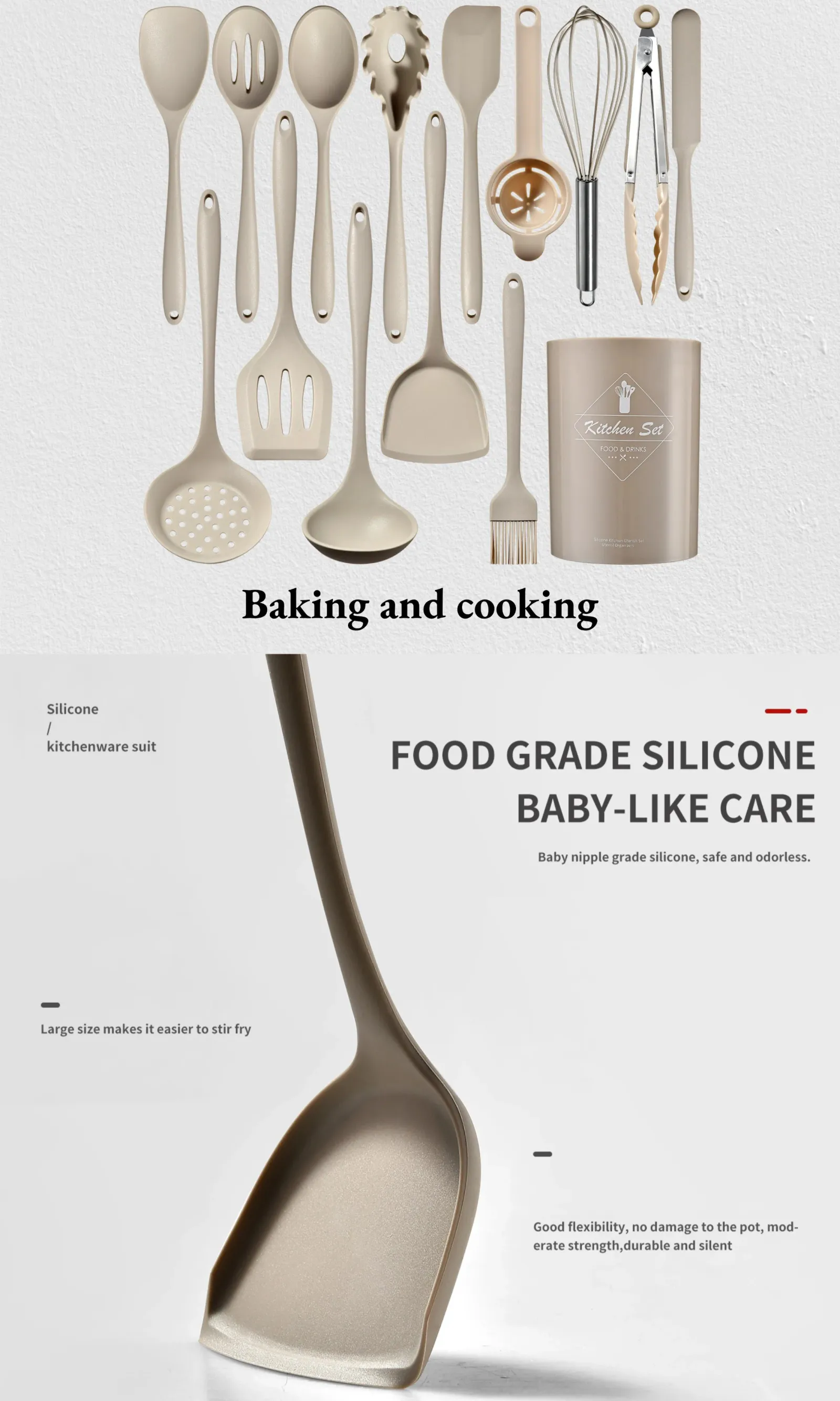 Ustensiles en silicone en situation de cuisine