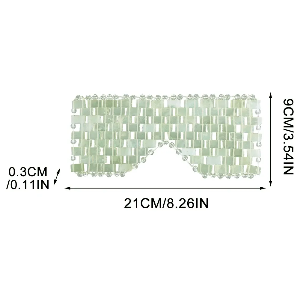 Masque pour les yeux en jade, masque rafraîchissant pour le visage, réduit les poches, masque de sommeil avec perles de jade 100 % authentiques pour thérapie chaud-froid 2