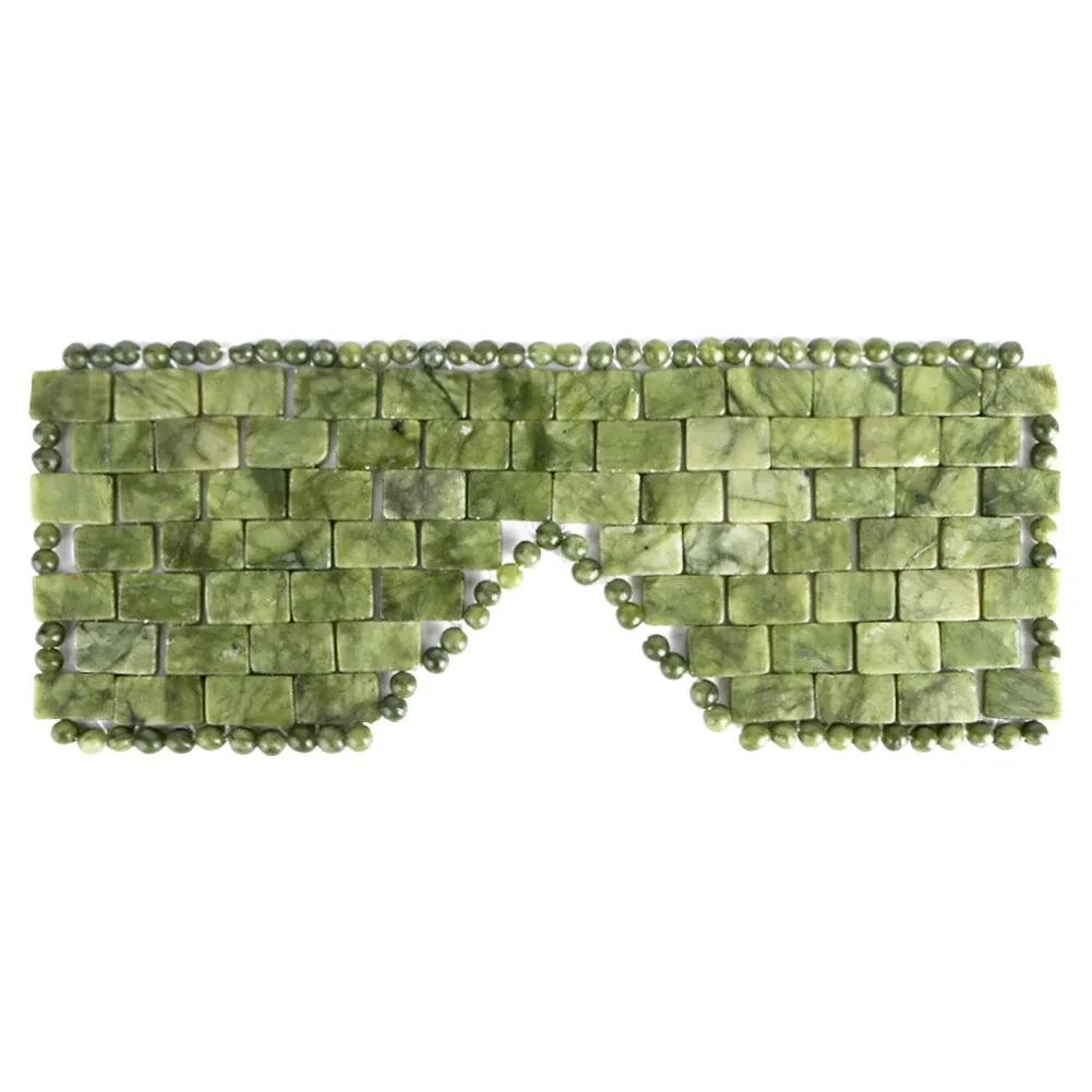 Masque pour les yeux en jade, masque rafraîchissant pour le visage, réduit les poches, masque de sommeil avec perles de jade 100 % authentiques pour thérapie chaud-froid 8
