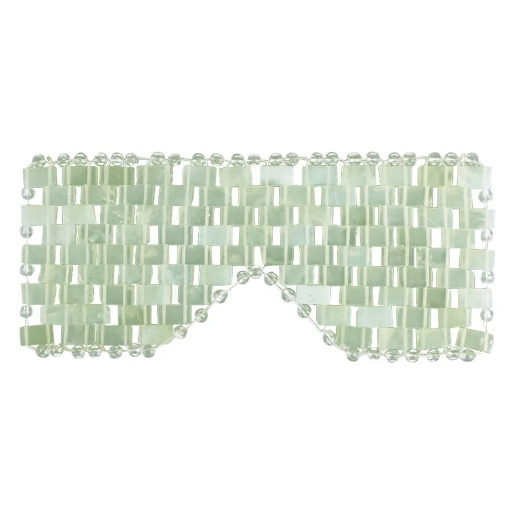 Masque pour les yeux en jade, masque rafraîchissant pour le visage, réduit les poches, masque de sommeil avec perles de jade 100 % authentiques pour thérapie chaud-froid 7