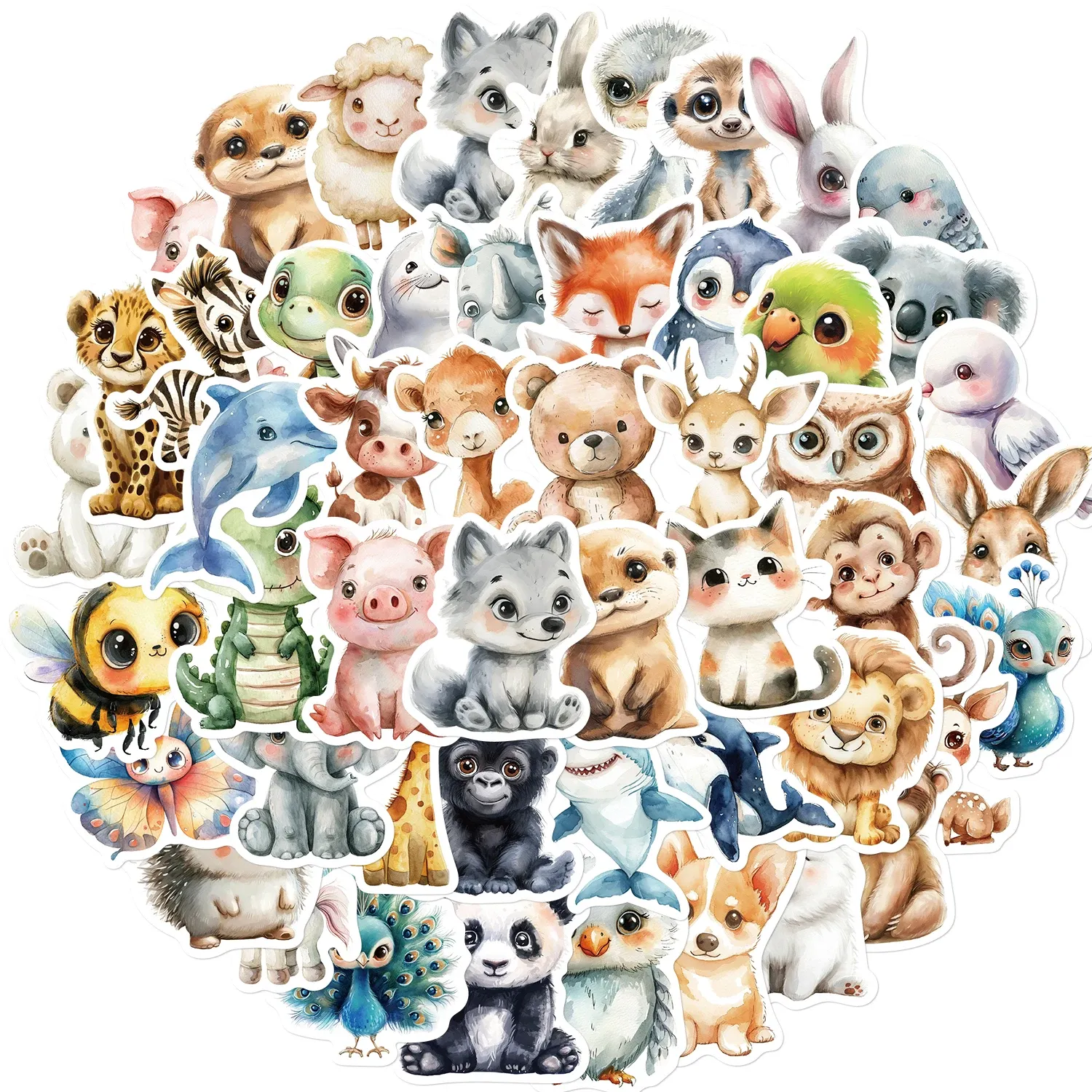 Autocollants animaux aquarelle décoratifs