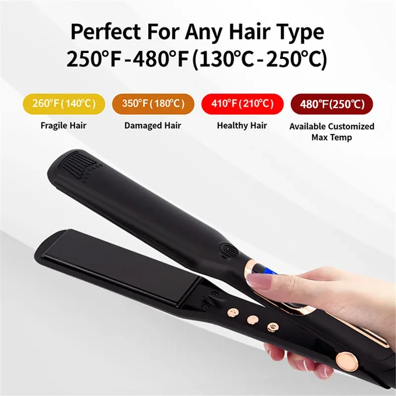 Fer à lisser professionnel haute température à chauffe rapide, 450 °F / 480 °F – Plaque plate pour cheveux avec traitement à la kératine, double tension 4