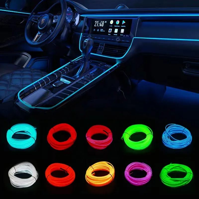 Bande LED décorative flexible pour intérieur de voiture, 1 à 5 m, éclairage d'ambiance USB