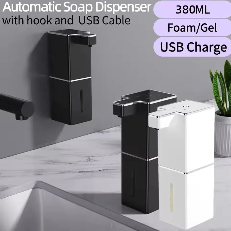 Distributeur de savon automatique sans contact à induction intelligente, mural, pour cuisine et salle de bain - Image 1