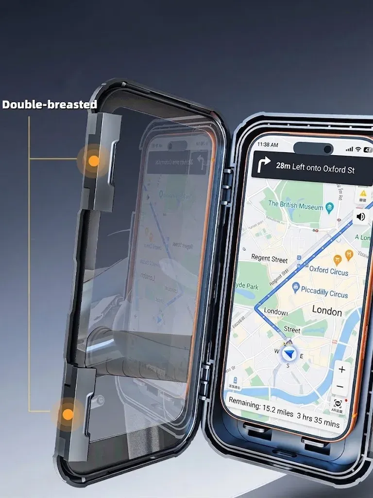 Support de téléphone étanche pour vélo et moto, rotation à 360 °, support de guidon avec coque de protection pour smartphones de 4,7" à 7", compatible écran tactile 3