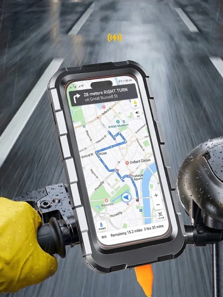 Support de téléphone étanche pour vélo et moto, rotation à 360 °, support de guidon avec coque de protection pour smartphones de 4,7" à 7", compatible écran tactile 4
