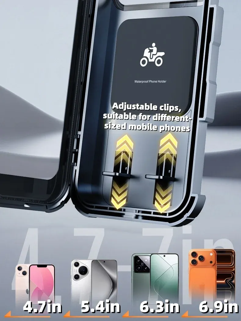 Support de téléphone étanche pour vélo et moto, rotation à 360 °, support de guidon avec coque de protection pour smartphones de 4,7" à 7", compatible écran tactile 5