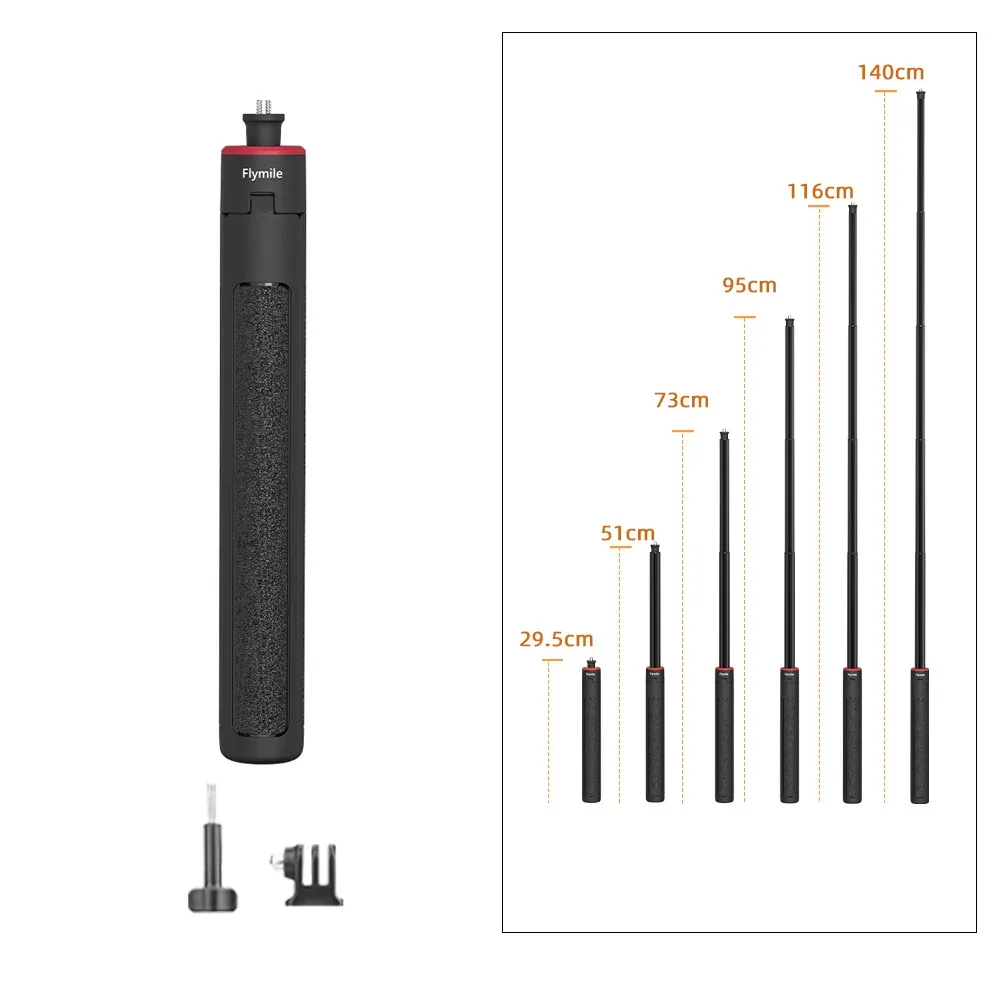 Flymile Perche selfie trépied pour vlog avec poignée, compatible DJI Pocket 3, Action 5 Pro, Insta360 X5 et GoPro, extensible jusqu'à 160 cm 8